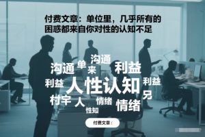 付费文章：单位里，几乎所有的困惑都来自你对人性的认知不足-一米创业记