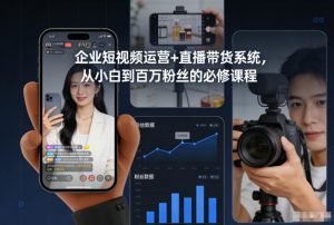 企业短视频运营+直播带货系统，从小白到百万粉丝的必修课程-一米创业记