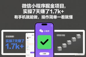 微信小程序掘金项目，实操7天賺了1.7k+，有手机就能做，操作简单一看就懂【揭秘】-一米创业记