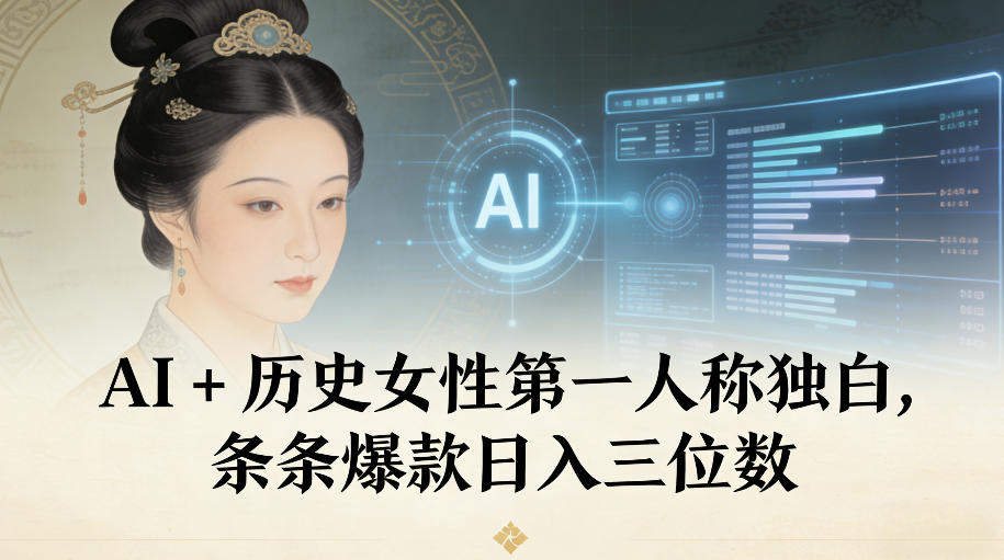 AI+历史女性第一人称独白，条条爆款日入三位数-一米创业记
