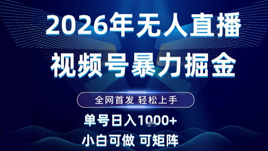 2026最新视频号无人直播掘金，全网首发，小白可以玩，长期稳定日入1k+【揭秘】-一米创业记