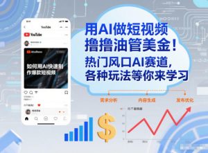 用AI做短视频撸油管美金，热门风口AI赛道，你不做我做，各种玩法等你来学习-一米创业记