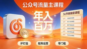 公众号流量主零门槛賺钱秘籍！覆盖全环节实战技巧，IP搭建+矩阵运营，月入几个W-一米创业记