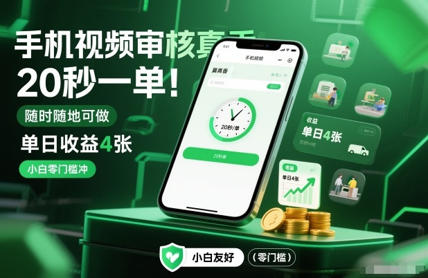 手机视频审核真香！20秒一单，随时随地可做，单日收益4张，小白零门槛冲【揭秘】-一米创业记