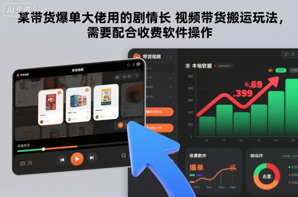 某带货爆单大佬用的剧情长视频带货搬运玩法，需要配合收费软件操作-一米创业记