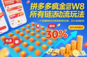 拼多多疯狂活动流玩法，所有链接全部打标，一个店铺矩阵100条链接同时出单，30%利润起店-一米创业记