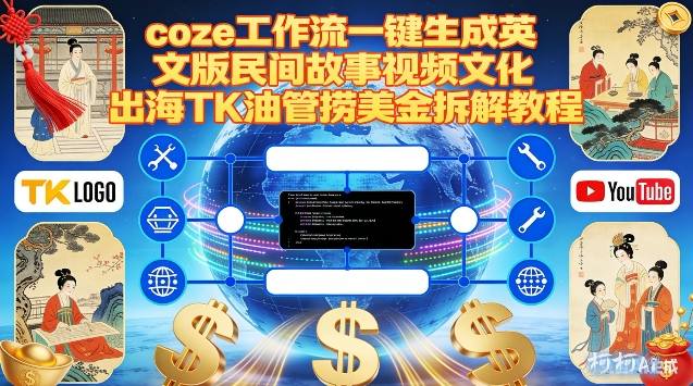 Coze扣子工作流一键生成英文版民间故事视频，文化出海TK油管捞美金拆解教程-一米创业记