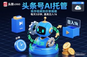 头条号AI托管，我存视频到你草稿箱，每天5分钟，最高日入1k【揭秘】-一米创业记