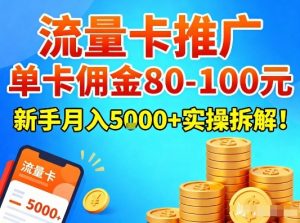 流量卡推广，单卡佣金80-100，新手月入5k+实操拆解！-一米创业记