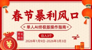 春节暴利风口项目，单人AI落地翻身终极版实操-一米创业记