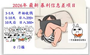 2026年最新暴利信息差项目：3-5天开始收米，10天后稳定3张，0门槛，每天两三个小时搞定-一米创业记