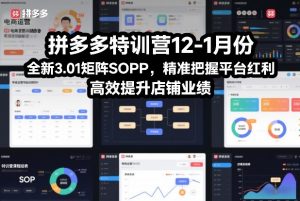 拼多多特训营12-1月份，全新3.01矩阵Sop，精准把握平台红利，高效提升店铺业绩-一米创业记