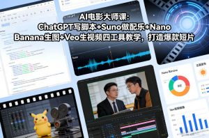 AI电影大师课：ChatGPT写脚本+Suno做配乐+Nano Banana生图+Veo生视频，打造爆款短片-一米创业记