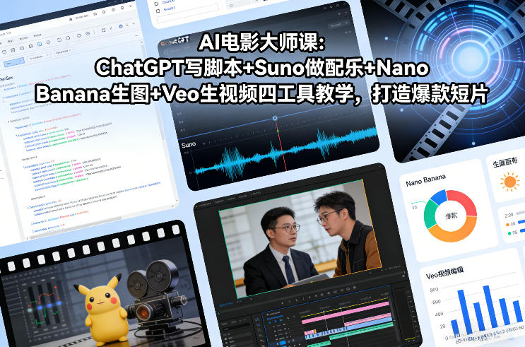 AI电影大师课：ChatGPT写脚本+Suno做配乐+Nano Banana生图+Veo生视频，打造爆款短片-一米创业记
