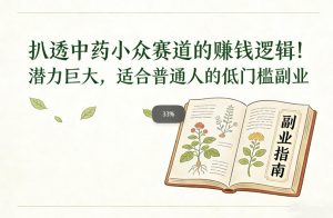 扒透中药小众赛道的賺米逻辑，潜力巨大，适合普通人的低门槛副业-一米创业记