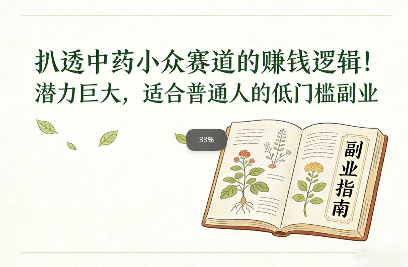 扒透中药小众赛道的賺米逻辑，潜力巨大，适合普通人的低门槛副业-一米创业记