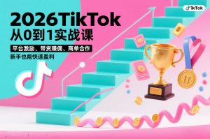 2026TikTok从0到1实战课，平台激励、带货賺佣、商单合作，新手也能快速盈利（3天直播课）-一米创业记