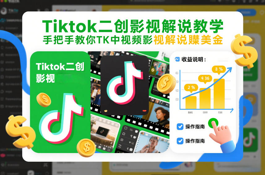 Tiktok二创影视解说教学，手把手教你TK中视频影视解说賺美金（更新26年1月）-一米创业记