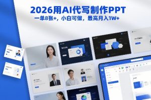 2026用AI代写制作PPT，一单8张+，小白可做，最高月入1W+-一米创业记