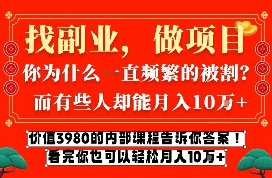价值3980的网创内部课程，告诉你互联网创业月入10个W的秘密【揭秘】-一米创业记