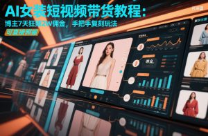 AI女装短视频带货教程：博主7天狂賺2W佣金，手把手复刻玩法，可直接照搬-一米创业记