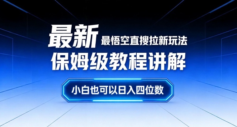 最新最悟空直搜拉新玩法保姆级教程讲解，小白也可以日入四位数-一米创业记
