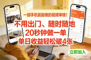 一部手机就能做的视频审核！不用出门，随时随地，20秒钟做一单，单日收益轻松破4张【揭秘】-一米创业记