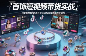 首饰短视频带货实战，从0到1带你跑通抖音小店和图文带货的全流程-一米创业记