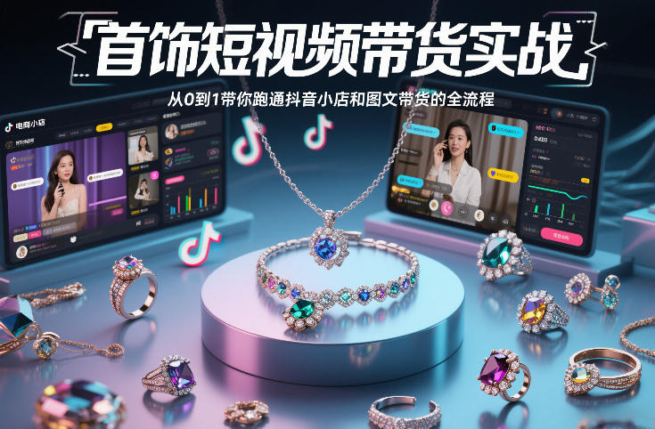 首饰短视频带货实战，从0到1带你跑通抖音小店和图文带货的全流程-一米创业记