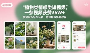植物类情感类短视频，一条视频获赞36W+，橱窗带货轻松玩转，附保姆级拆解教程-一米创业记