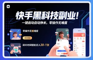 快手黑科技挂G项目,一键启动自动挣米,零操作无难度,碎片时间轻松日入30-1张【揭秘】-一米创业记