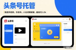 头条号AI托管，我提供视频，你发布，小白闭眼躺賺，最高月入5k+【揭秘】-一米创业记