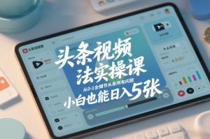 头条视频玩法实操课，从0-1全细节头条所有问题，小白也能日入5张-一米创业记