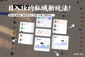 日入1k的私域新玩法:日引30+精准流,转化率50%,日销5-10笔(单笔3张)-一米创业记
