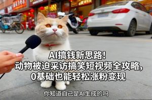 AI搞钱新思路！动物被迫采访搞笑短视频全攻略，0基础也能轻松涨粉变现-一米创业记