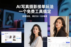 AI写真摄影接单玩法，一个免费工具搞定，效果惊艳，单价50-100每套-一米创业记