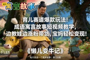 育儿赛道爆款玩法！成语寓言故事短视频教学，边教娃边涨粉带货，宝妈轻松变现！-一米创业记