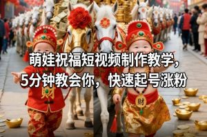 萌娃祝福短视频制作教学，5分钟教会你，快速起号涨粉-一米创业记