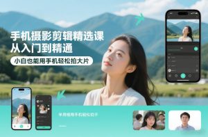 手机摄影剪辑精选课，从入门到精通，小白也能用手机轻松拍大片-一米创业记