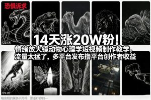 14天涨20W粉！情绪放大镜动物心理学短视频制作教学，流量太猛了，多平台发布撸平台创作者收益-一米创业记