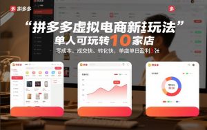 拼多多虚拟电商新玩法，单人可玩转10家店，零成本、成交快、转化快，单店单日盈利3张【揭秘】-一米创业记