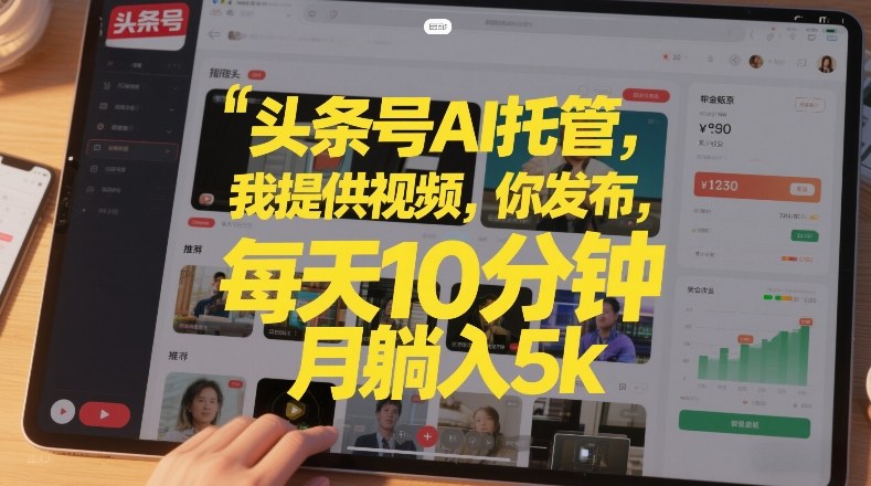 头条号AI托管，我提供视频，你发布，每天10分钟，月躺入5k+【揭秘】-一米创业记