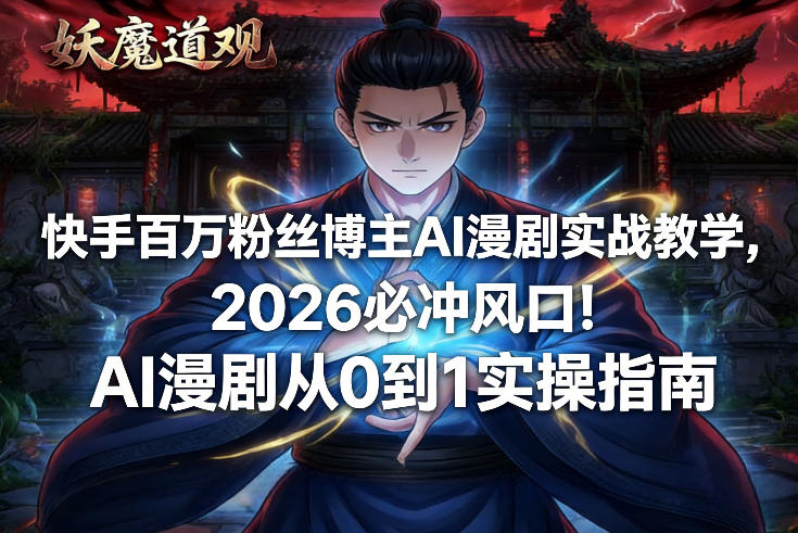 快手百万粉丝博主AI漫剧实战教学，2026必冲风口！AI漫剧从0到1实操指南-一米创业记