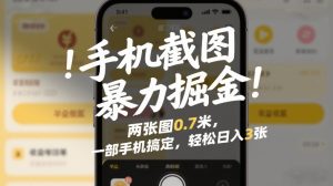 手机截图暴力掘金!两张图0.7米,一部手机搞定,轻松日入3张【揭秘】-一米创业记