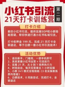 小红书引流21天打卡训练营第二期，助你快速打通小红书私域引流打粉-一米创业记