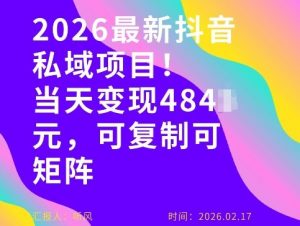 26年最新抖音私域玩法，当天变现4张+，可复制可粘贴，新手小白可做-一米创业记