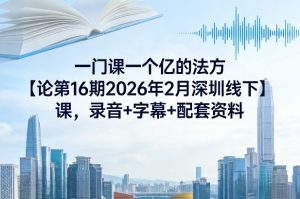 一门课一个亿的法方‬论第16期2026年2月深圳线下课，录音+字幕+配套资料-一米创业记