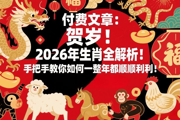 付费文章：贺岁！2026年生肖全解析！手把手教你如何一整年都顺顺利利！-一米创业记