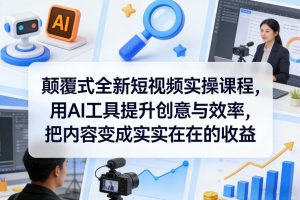 颠覆式全新短视频实操课程，用AI工具提升创意与效率，把内容变成实实在在的收益-一米创业记
