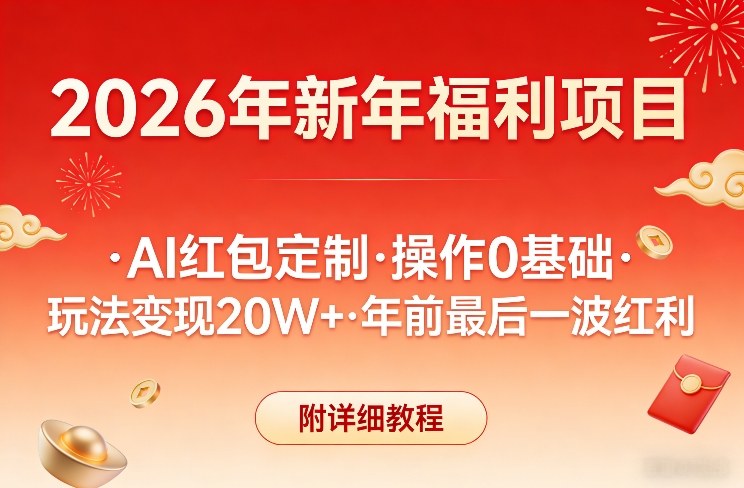 新年福利项目，AI红包定制，操作0基础，玩法变现20W+年前最后一波红利，附详细教程-一米创业记